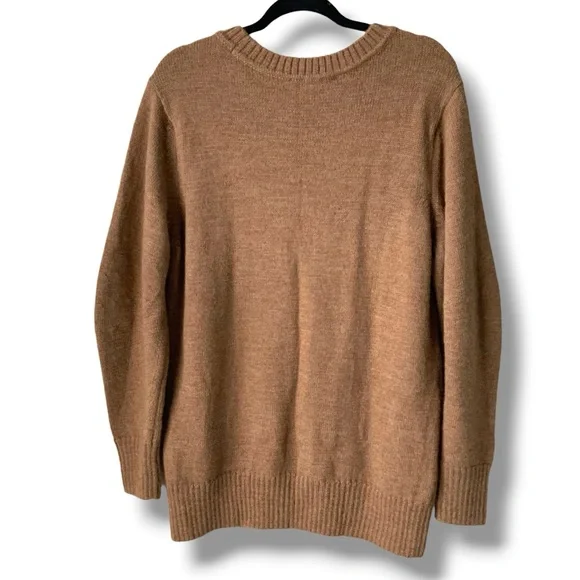 CAES Knit Crewneck Sweater Alpaca Virgin Wool Brown Khaki Tan Medium - Picture 4 of 12
